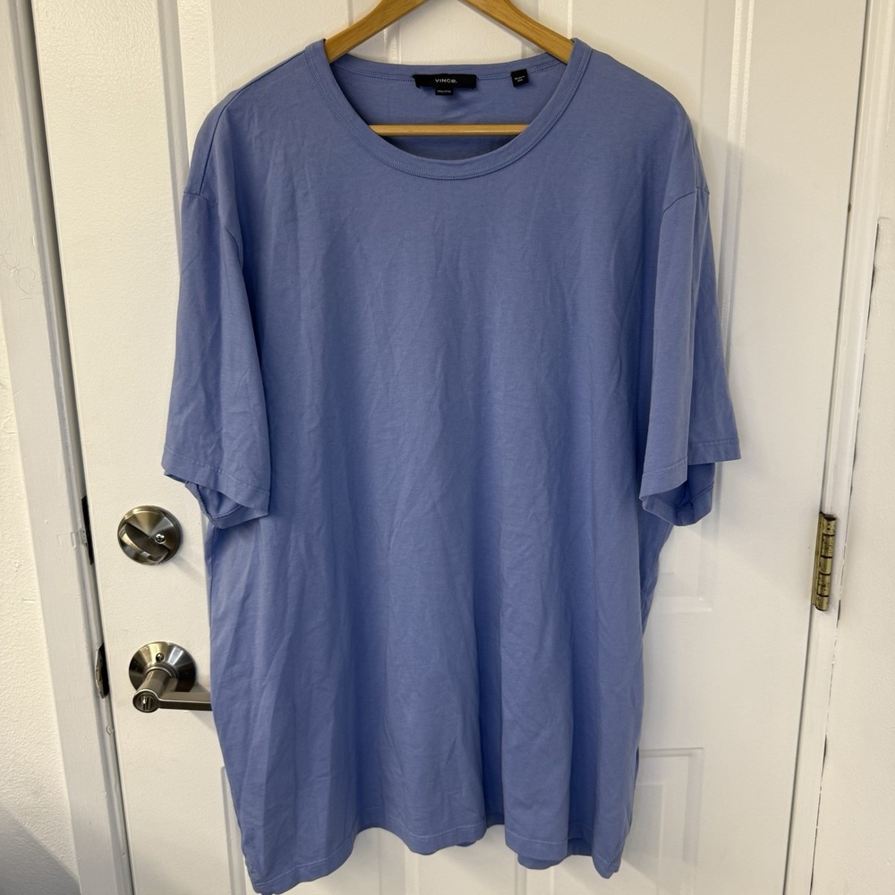 Vince Mens Crew Neck T-Shirt Blue 100% Cotton Size XXL